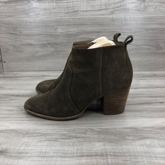 Madewell Booties Womens 6.5 Brenner Brown Suede Heeled Ankle Boots - Picture 2 of 11